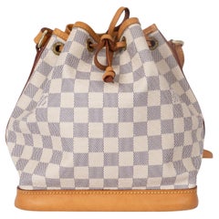 LOUIS VUITTON white Damier Azur canvas NOE BB Bucket Bag