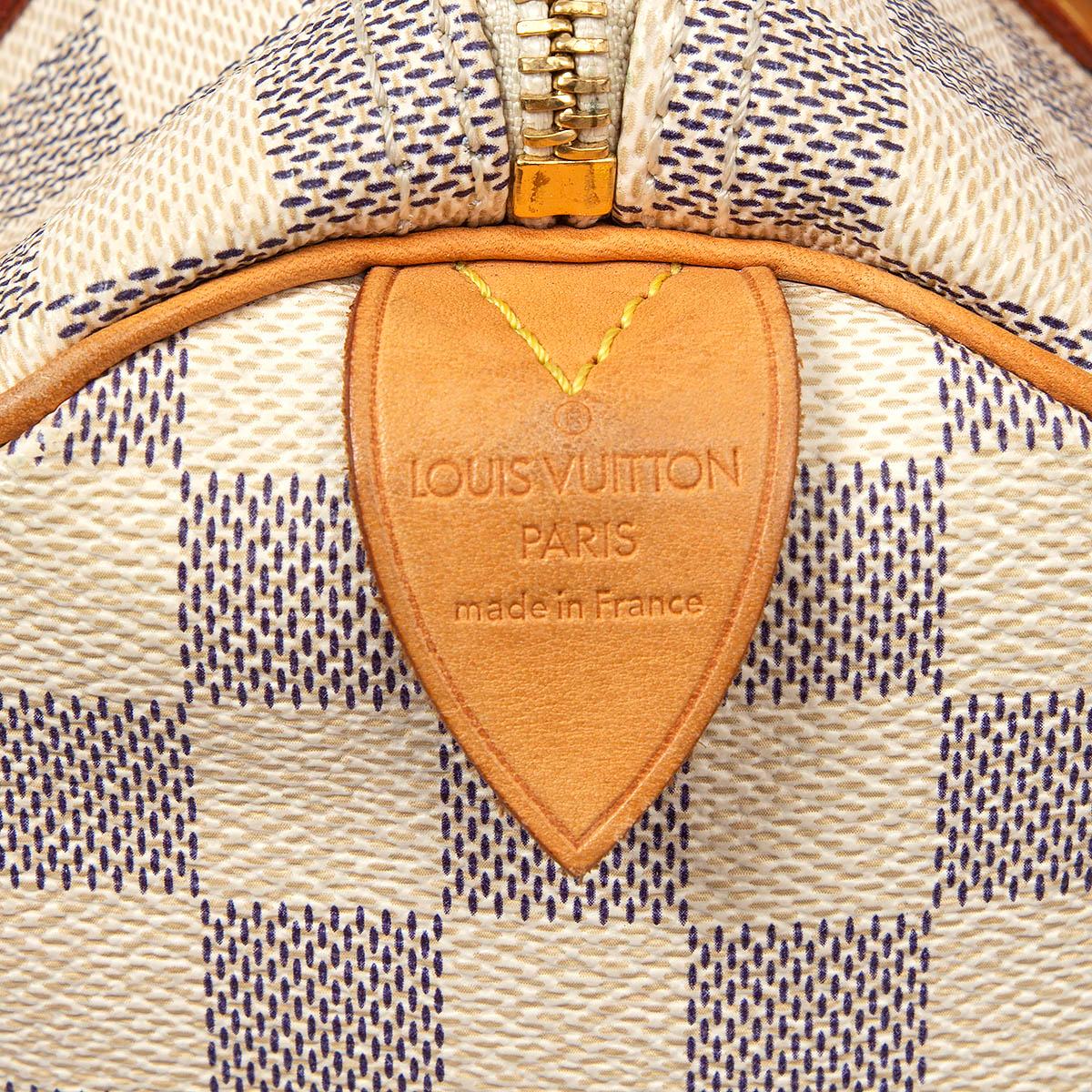 White LOUIS VUITTON white Damier Azur Canvas SPEEDY 25 Bag For Sale