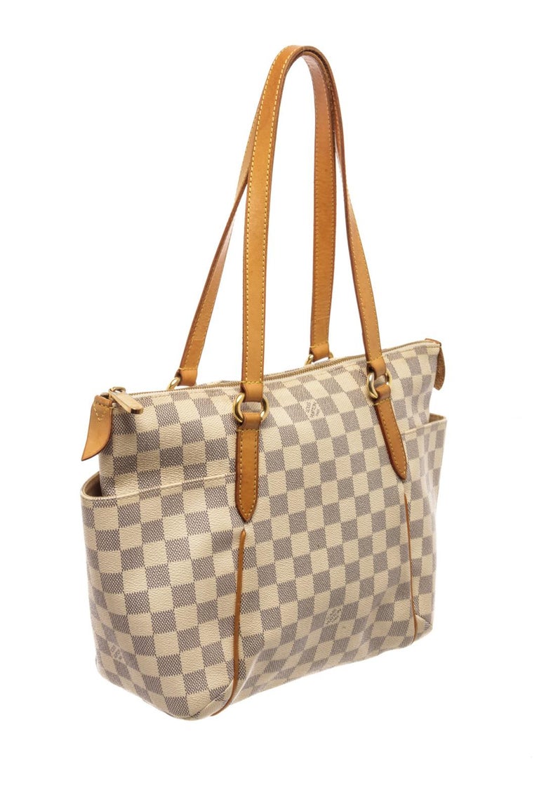 Louis Vuitton White Damier Azur Totally PM Zip Tote Bag For Sale