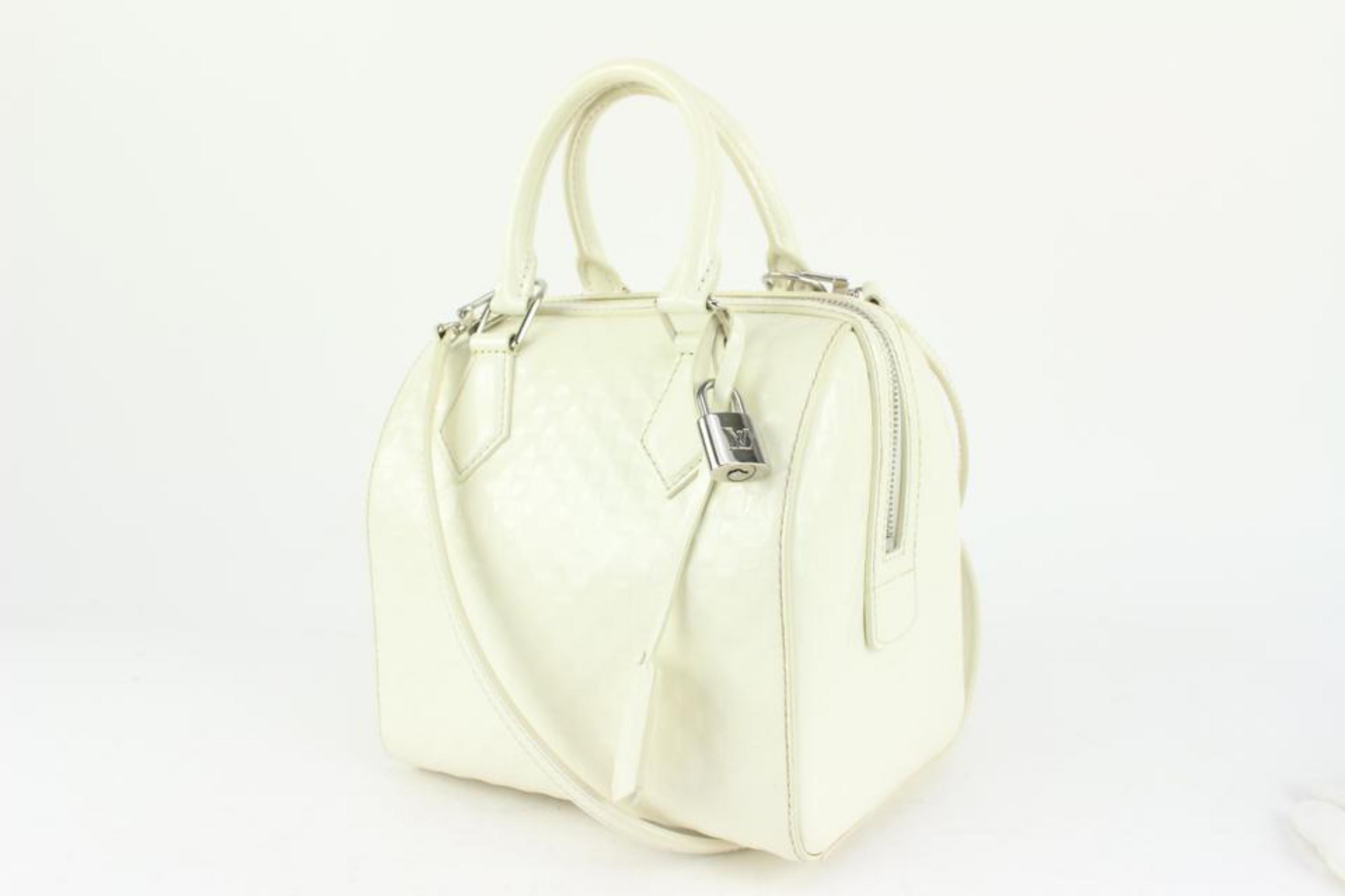 Louis Vuitton White Damier Facet Speedy Cube PM Bandouliere with Strap 1122lv54 For Sale 6