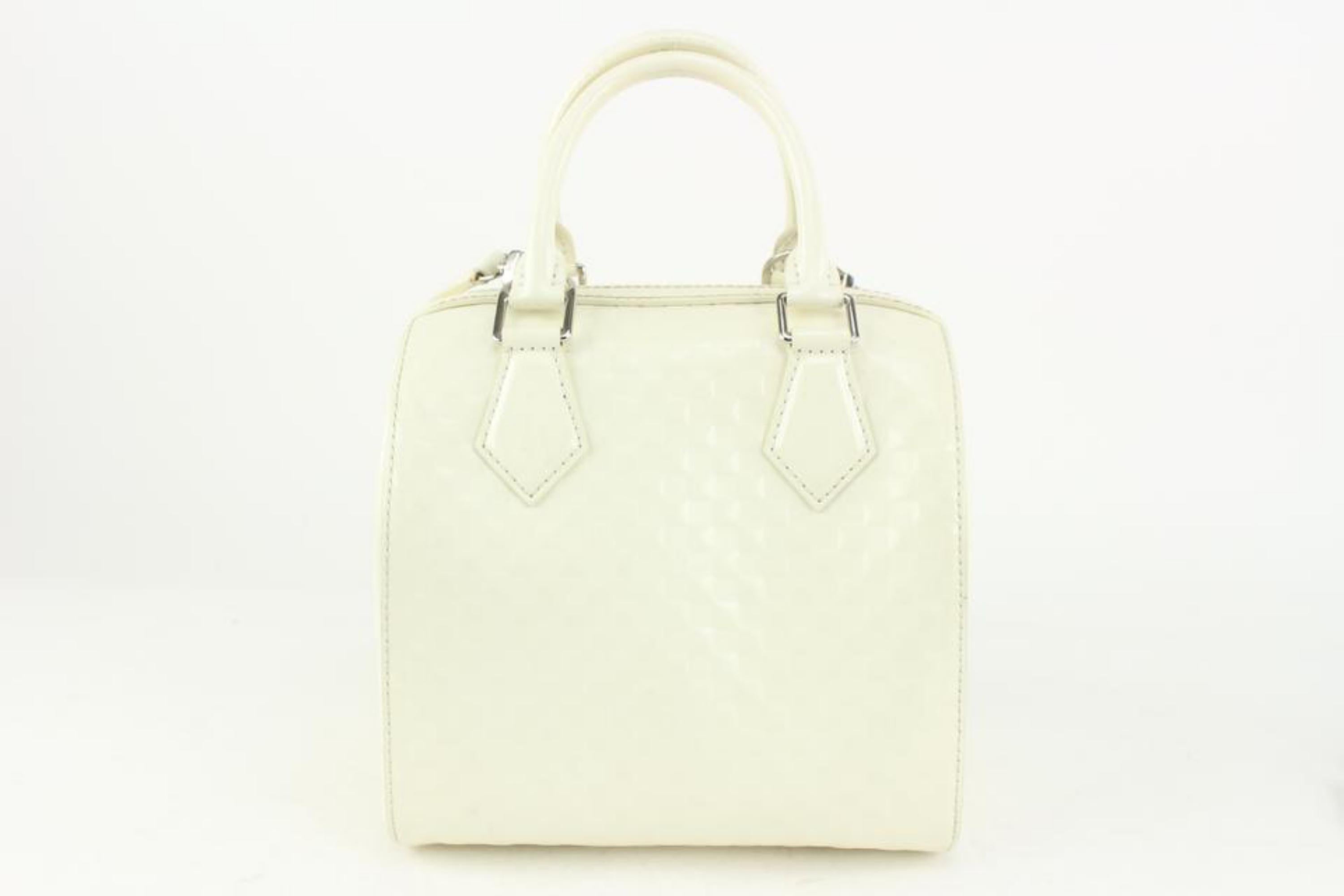 Louis Vuitton White Damier Facet Speedy Cube PM Bandouliere with Strap 1122lv54 For Sale 2