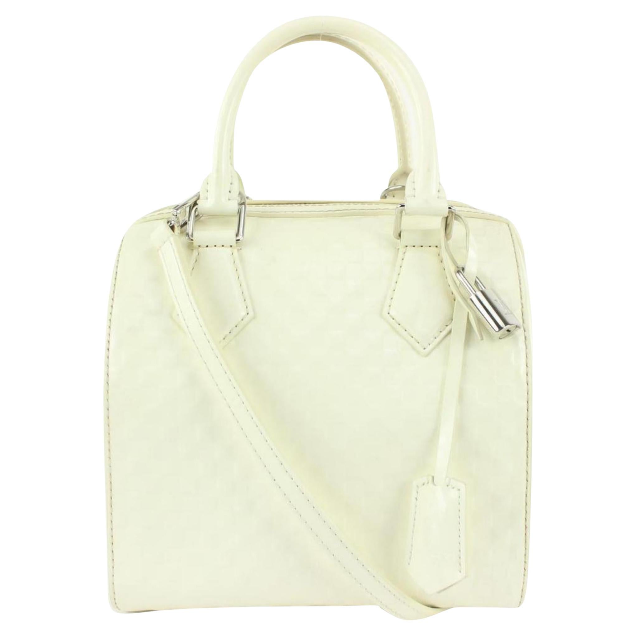 Louis Vuitton White Damier Facet Speedy Cube PM Bandouliere with Strap 1122lv54