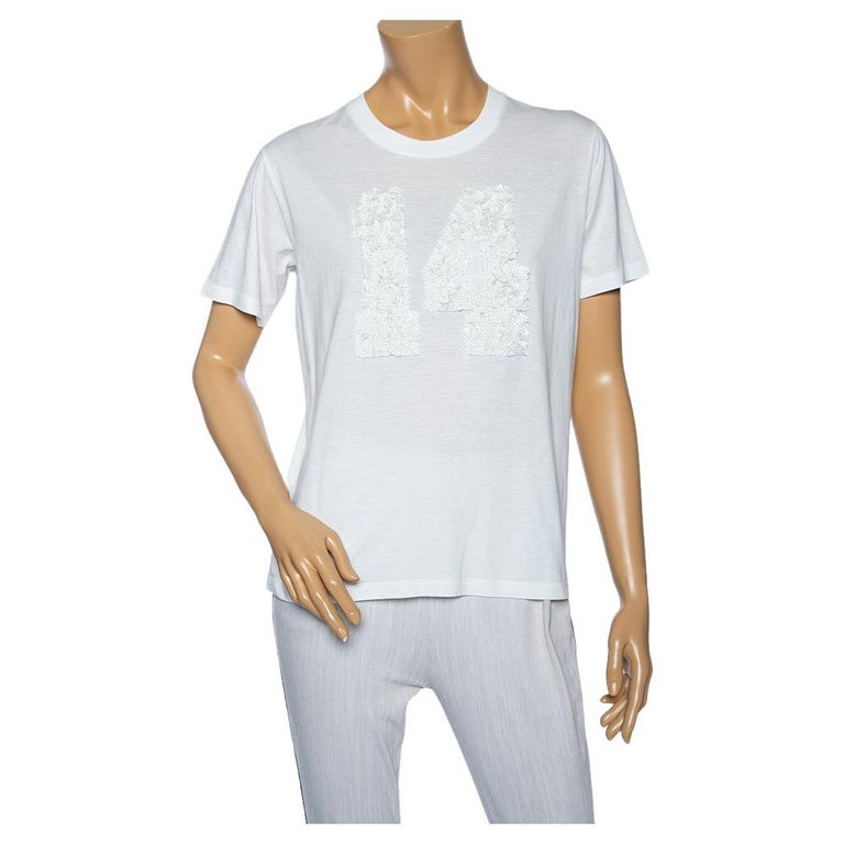 Louis Vuitton White Embellished Cotton Short Sleeve T-Shirt S at 1stDibs