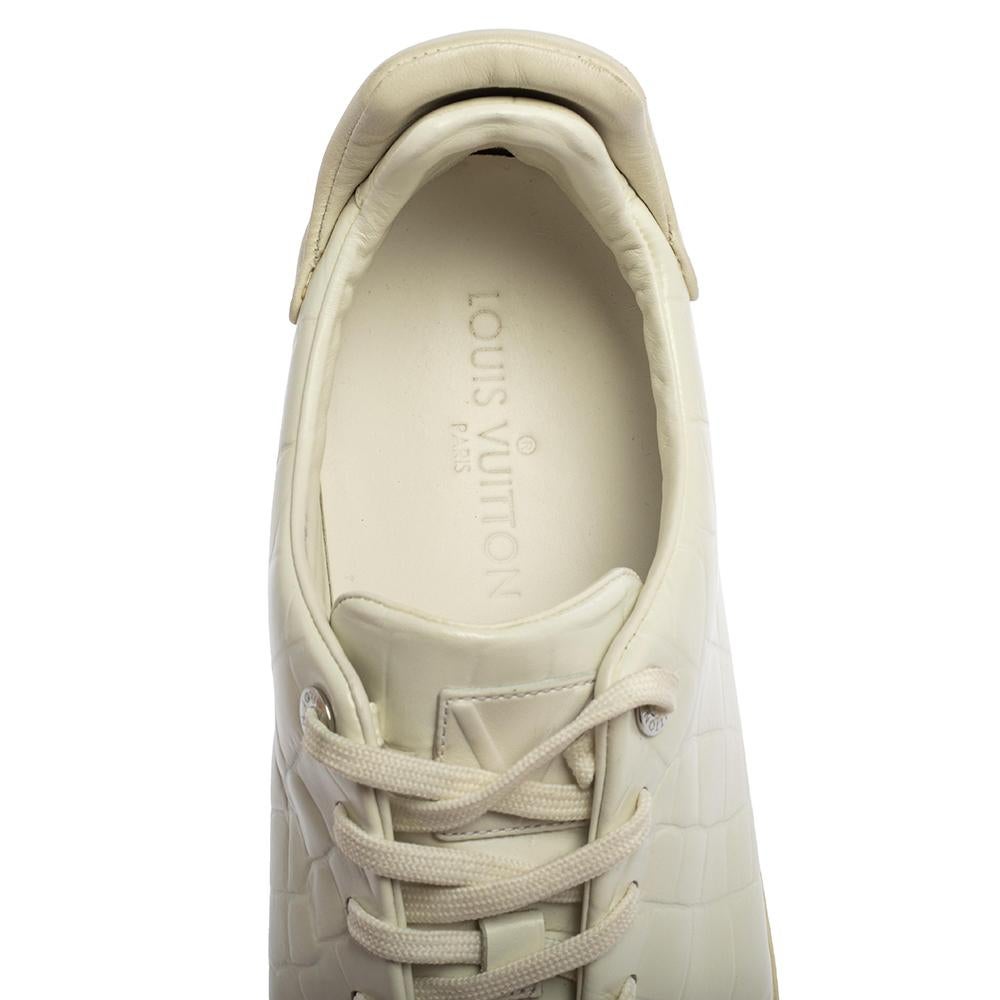 Louis Vuitton White Embossed Leather Frontrow Low-Top Sneaker Size 42.5 3