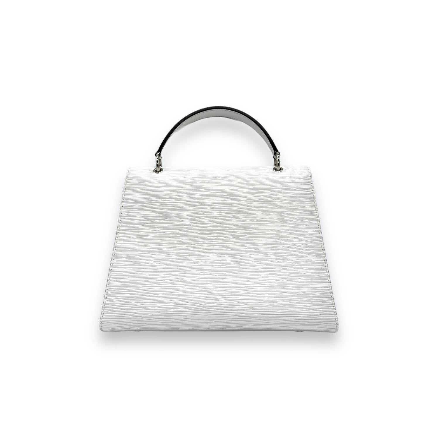 Louis Vuitton White Epi Grenelle MM Handbag In Excellent Condition For Sale In Scottsdale, AZ