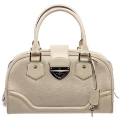 Louis Vuitton White Epi Leather Montaigne Bowling GM Bag