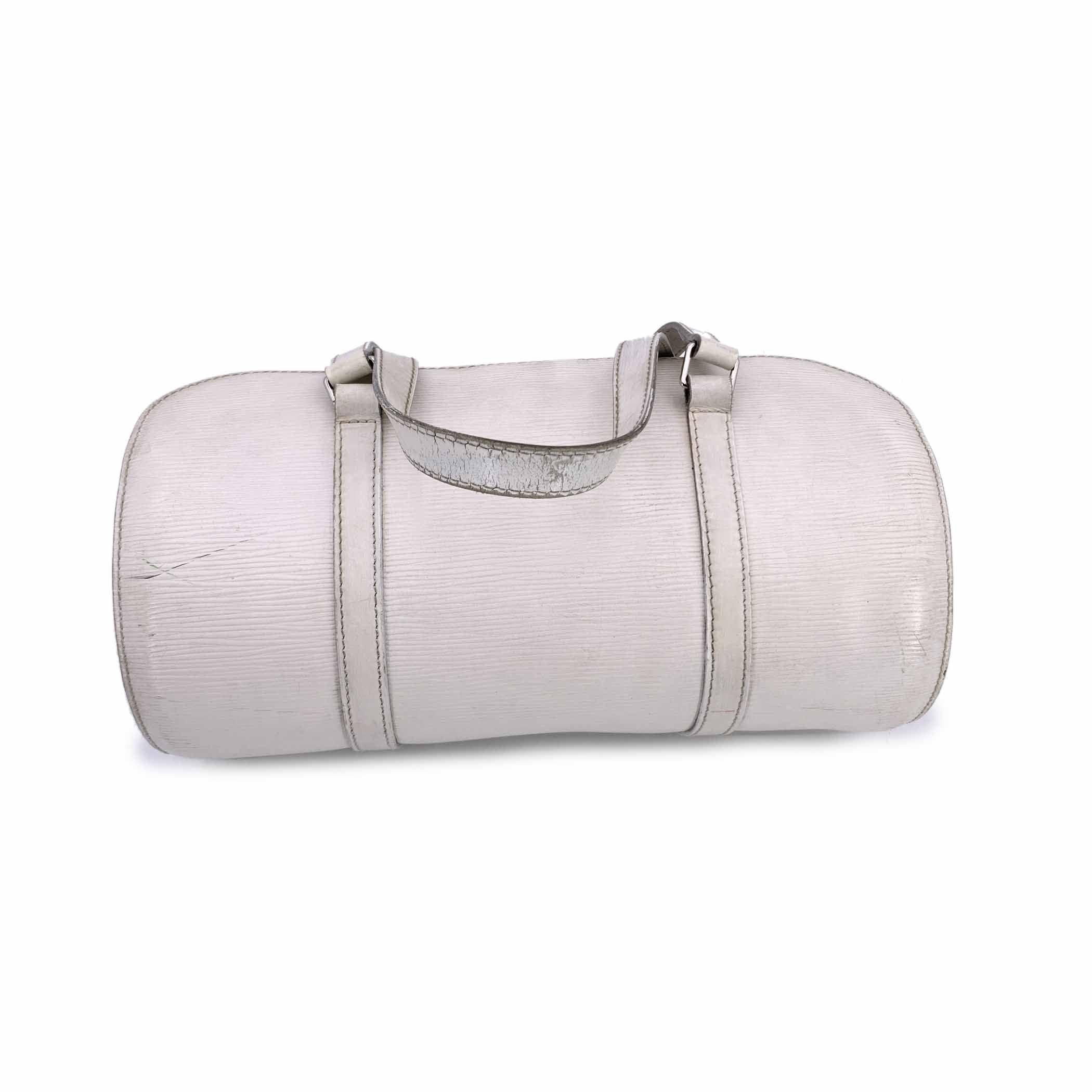 Gray Louis Vuitton White Epi Leather Soufflot Bag Handbag with Pouch For Sale