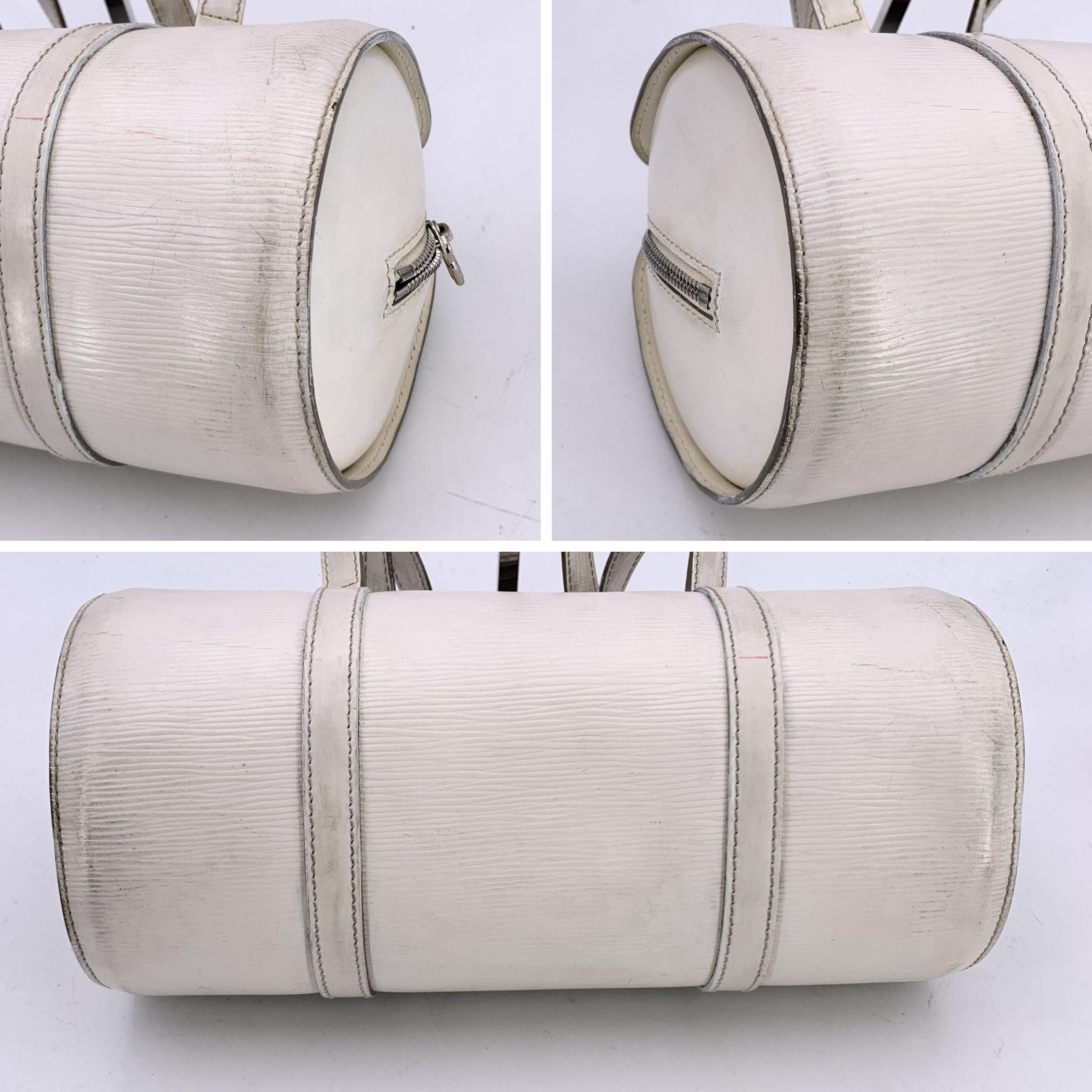 Louis Vuitton White Epi Leather Soufflot Bag Handbag with Pouch For Sale 2