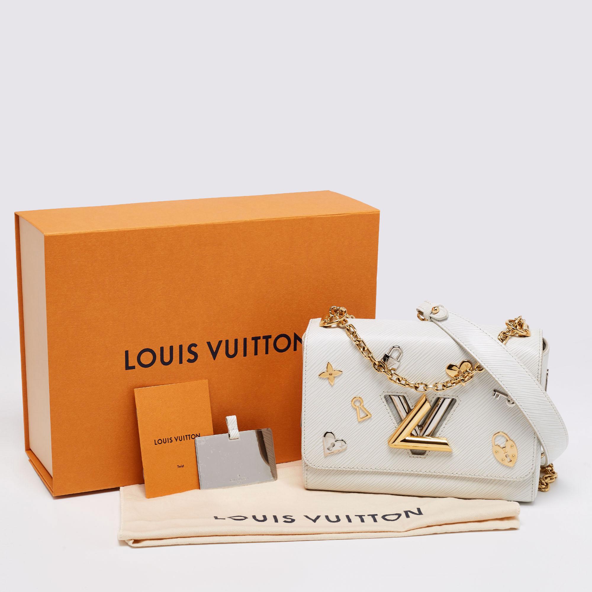 Louis Vuitton White Epi Leather Twist Love Lock Charms MM Bag 5