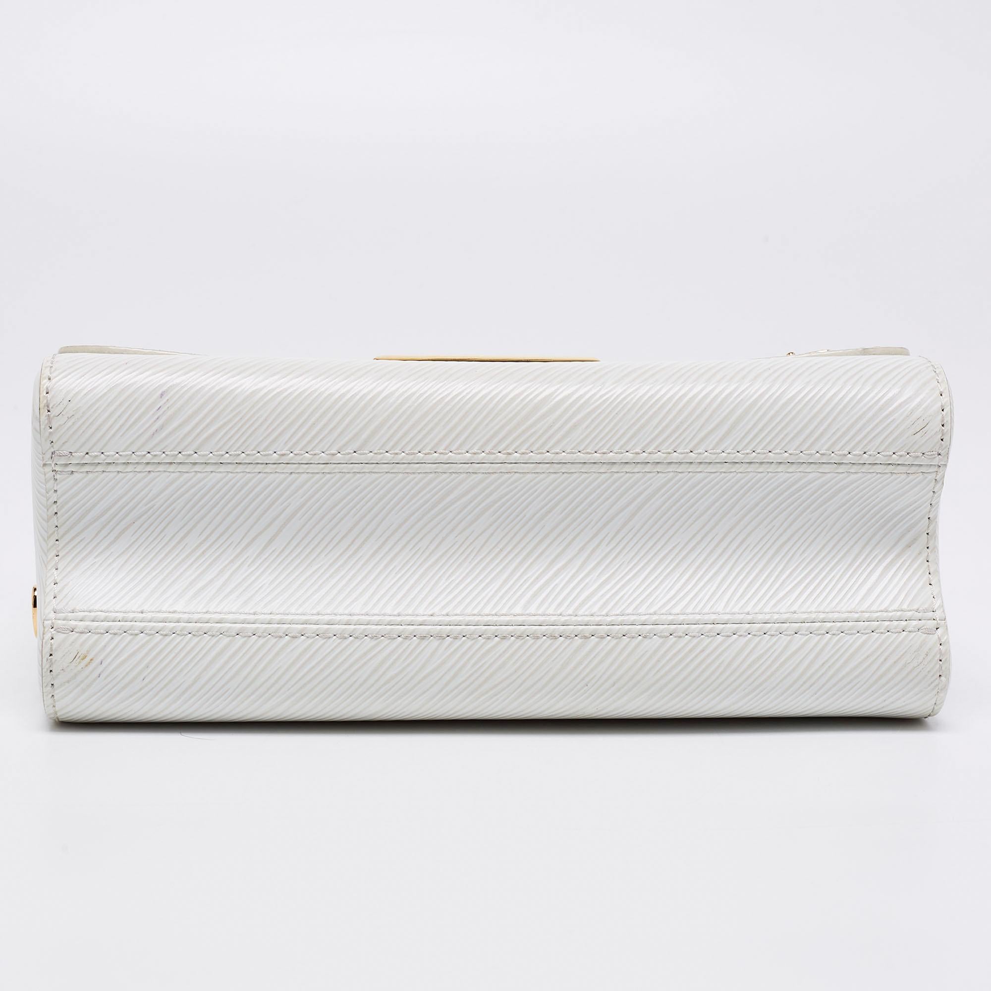  Louis Vuitton - Sac MM en cuir épi blanc avec breloques en forme de cadenas torsadé Unisexe 