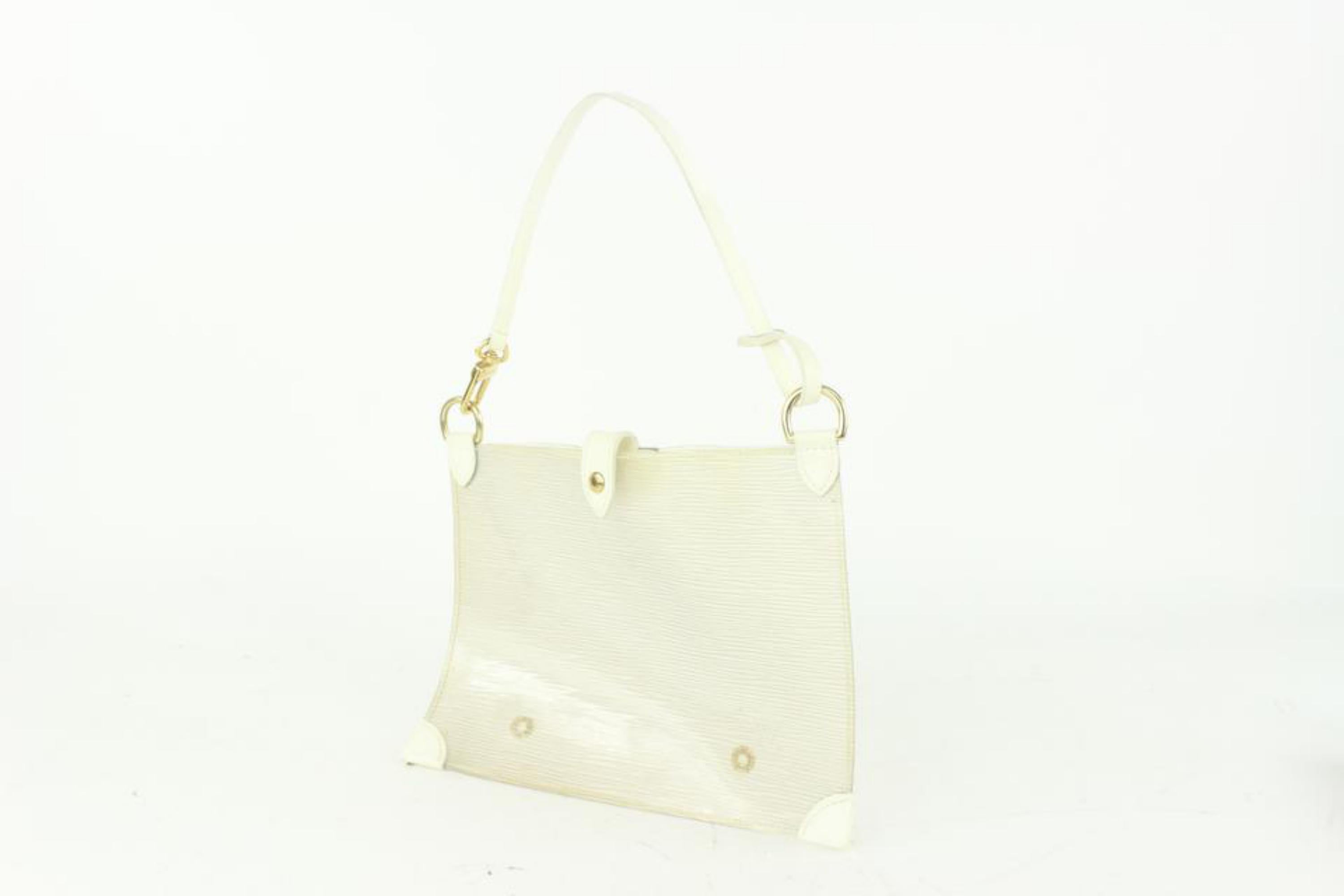 Louis Vuitton White Epi Plage Clear Pochette Accessoires Wristlet Pouch 1015lv30 For Sale 8