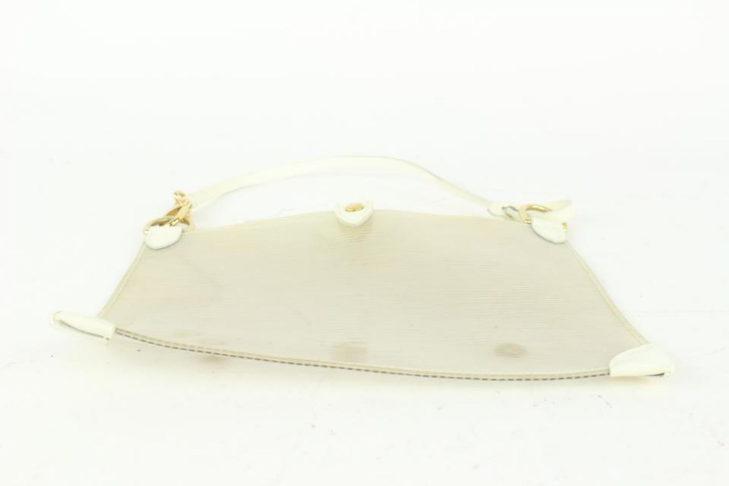 Women's Louis Vuitton White Epi Plage Clear Pochette Accessoires Wristlet Pouch 1015lv30 For Sale