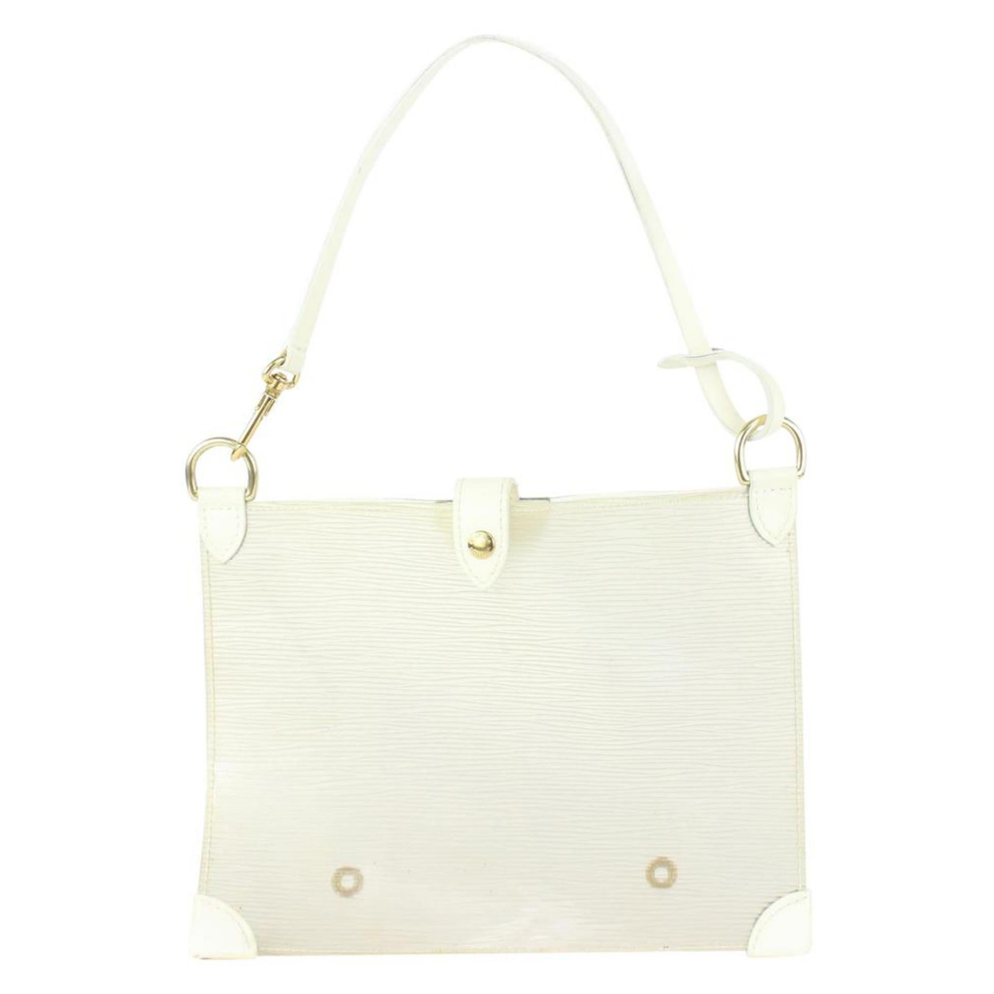 Louis Vuitton White Epi Plage Clear Pochette Accessoires Wristlet Pouch 1015lv30