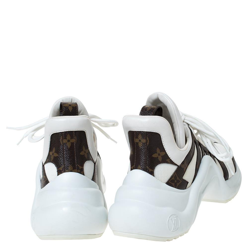Women's Louis Vuitton White Fabric  Canvas Archlight Lace Up Sneakers Size 42