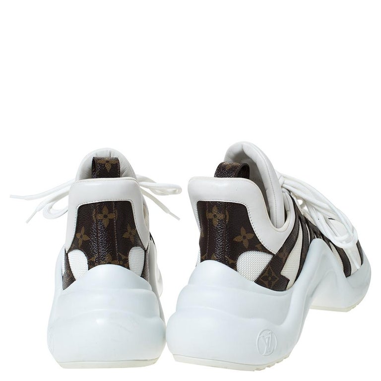 Louis Vuitton White Fabric Canvas Archlight Lace Up Sneakers Size 42 at