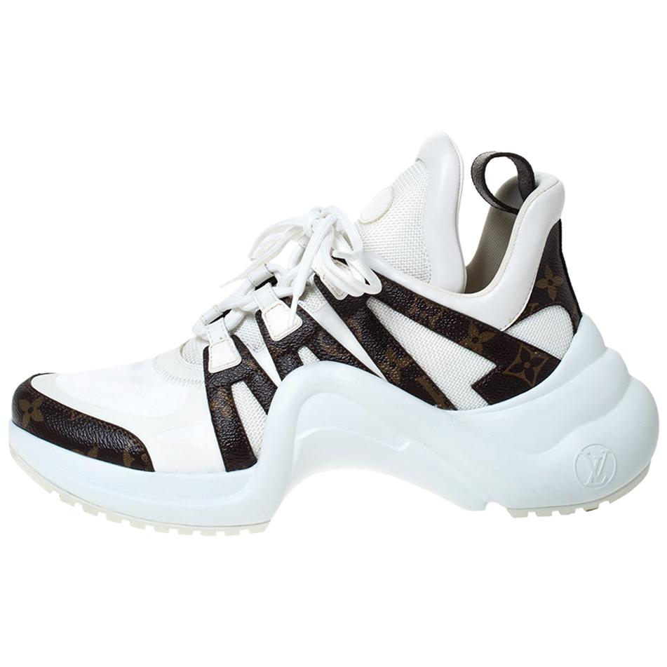 Louis Vuitton White Fabric Canvas Archlight Lace Up Sneakers Size 42 at ...