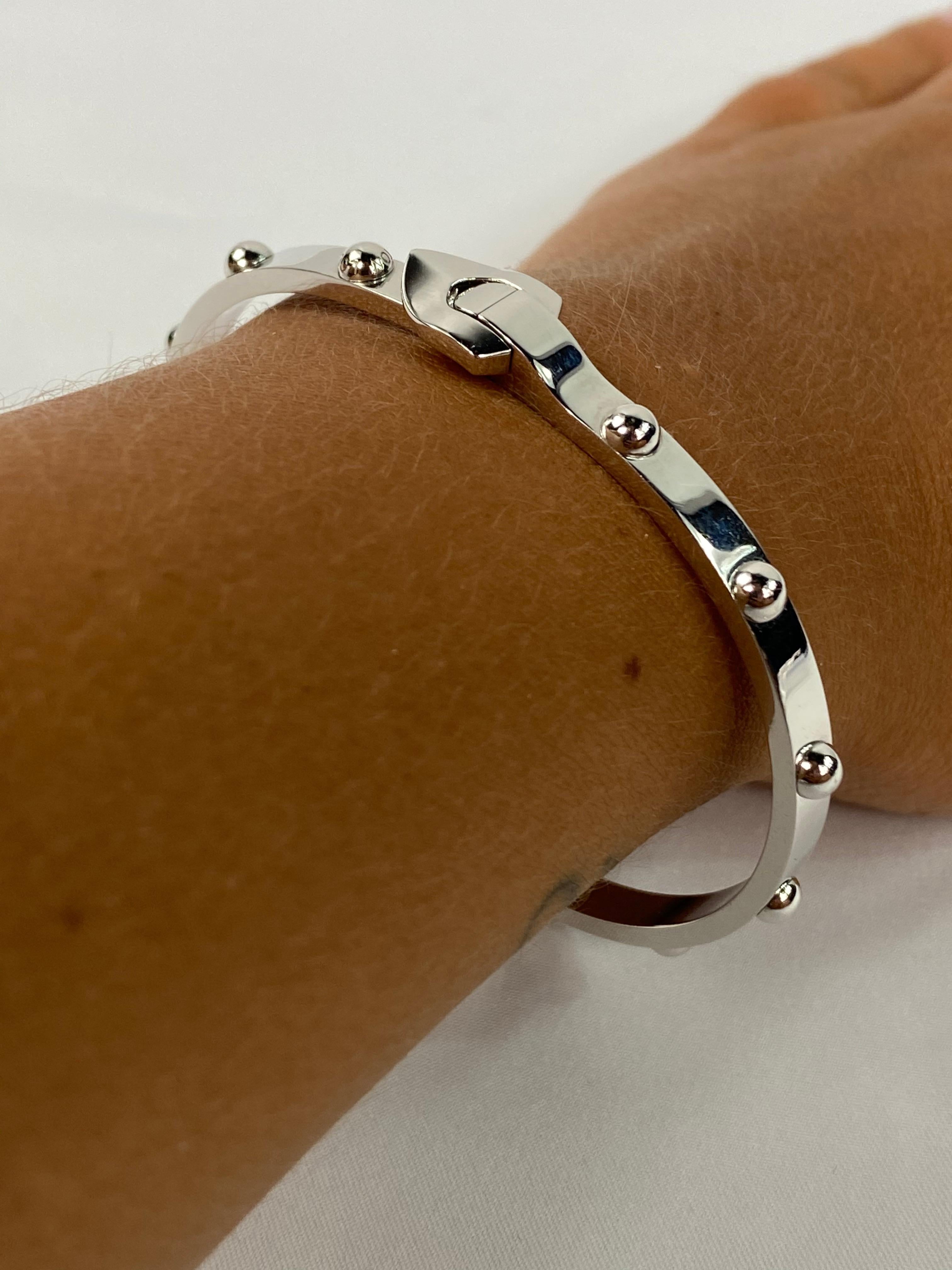 Louis Vuitton White Gold Bangle Bracelet 4