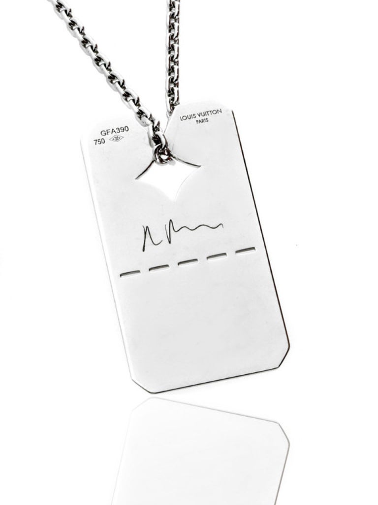 Louis Vuitton White Gold Dog Tag Necklace For Sale at 1stDibs | louis