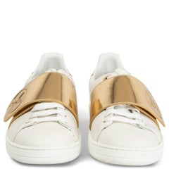 LOUIS VUITTON white & gold leather FRONT ROW Low Top Sneakers Shoes 36