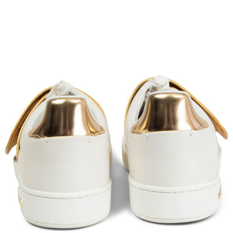Louis Vuitton White/Gold Leather Frontrow Sneakers Size 41 - ShopStyle
