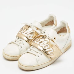Louis Vuitton Weiß/Gold Leder Frontrow Low Top Turnschuhe Größe 38