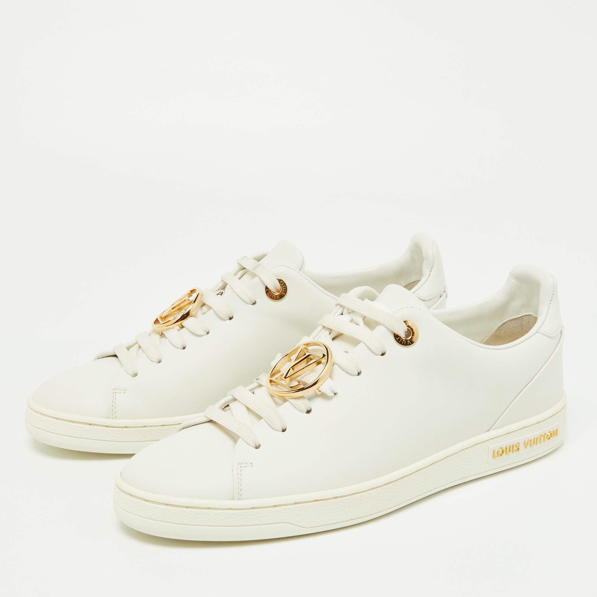 Coming in a classic silhouette, these LV white sneakers are a seamless combination of luxury, comfort, and style. These sneakers are designed with signature details and comfortable insoles.

