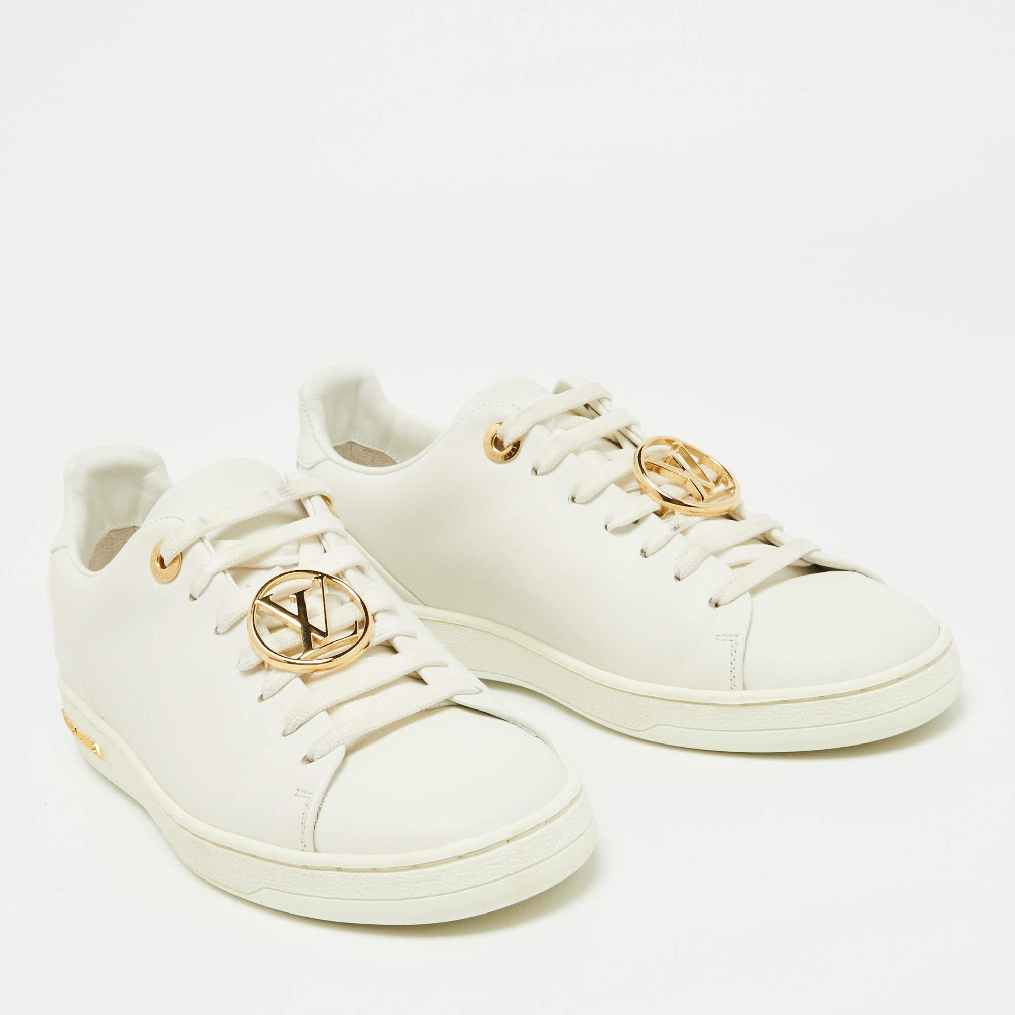 Women's Louis Vuitton White/Gold Leather Frontrow Sneakers Size 36