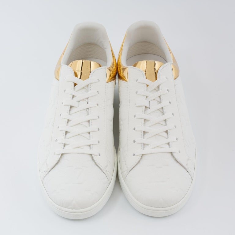 Louis Vuitton White/Gold Monogram Leather Luxembourg Sneakers Size 42.5 at  1stDibs  louis vuitton luxembourg sneaker, lv luxembourg sneaker white,  guess white and gold sneakers