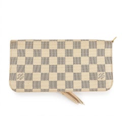Louis Vuitton White Gray Damier zipper Zippy Wallet Gold Tone Metal