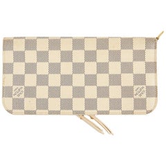 Louis Vuitton White Gray Damier zipper Zippy Wallet Gold Tone Metal