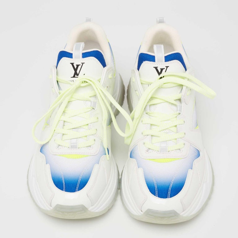 Louis Vuitton White/Green Leather and Mesh Run Away Pulse Sneakers