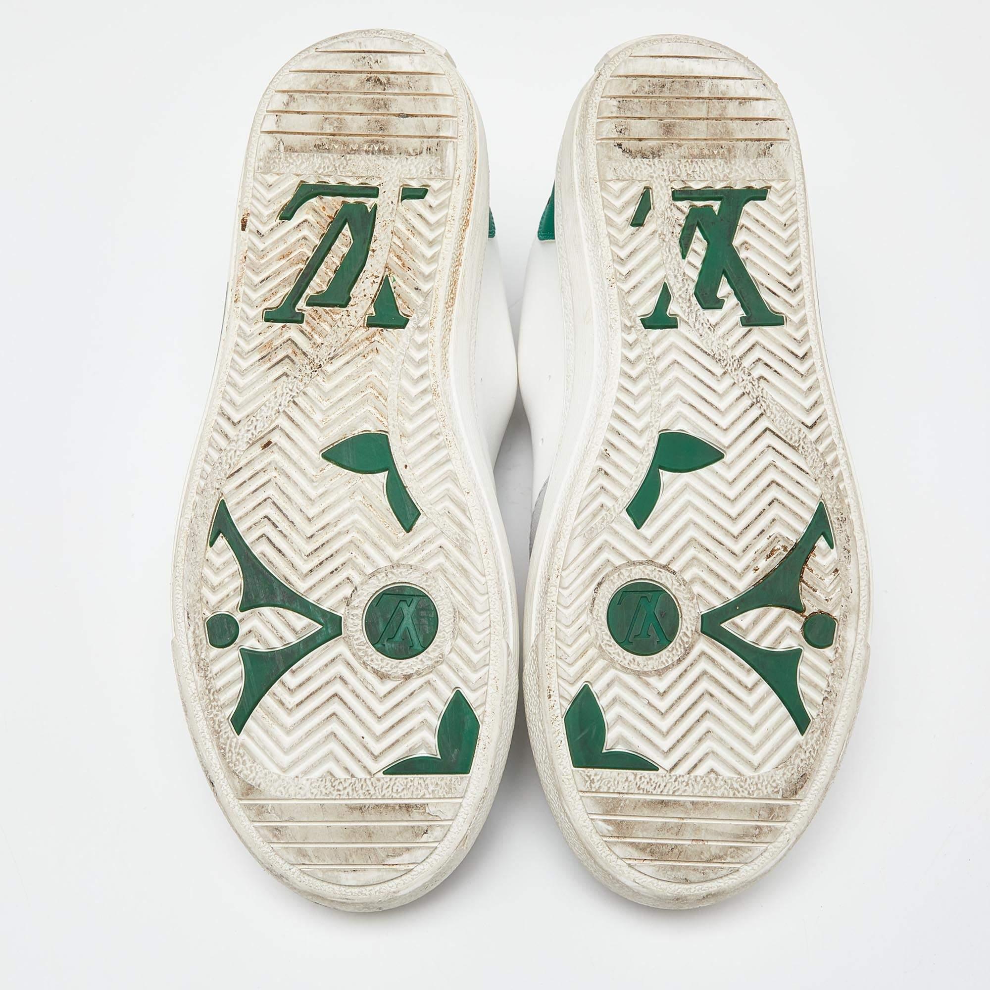 Louis Vuitton White/Green Leather Charlie Sneakers Size 39 4