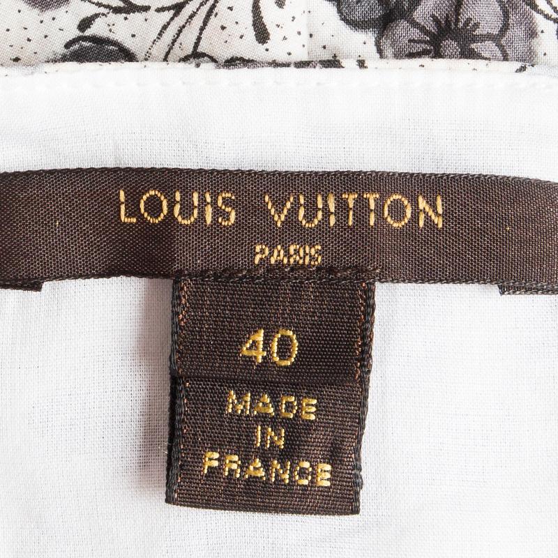 Gray LOUIS VUITTON white & grey cotton FLORAL OVERSIZED Short Sleeve Shirt 40 M