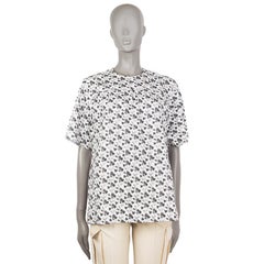LOUIS VUITTON white & grey cotton FLORAL OVERSIZED Short Sleeve Shirt 40 M
