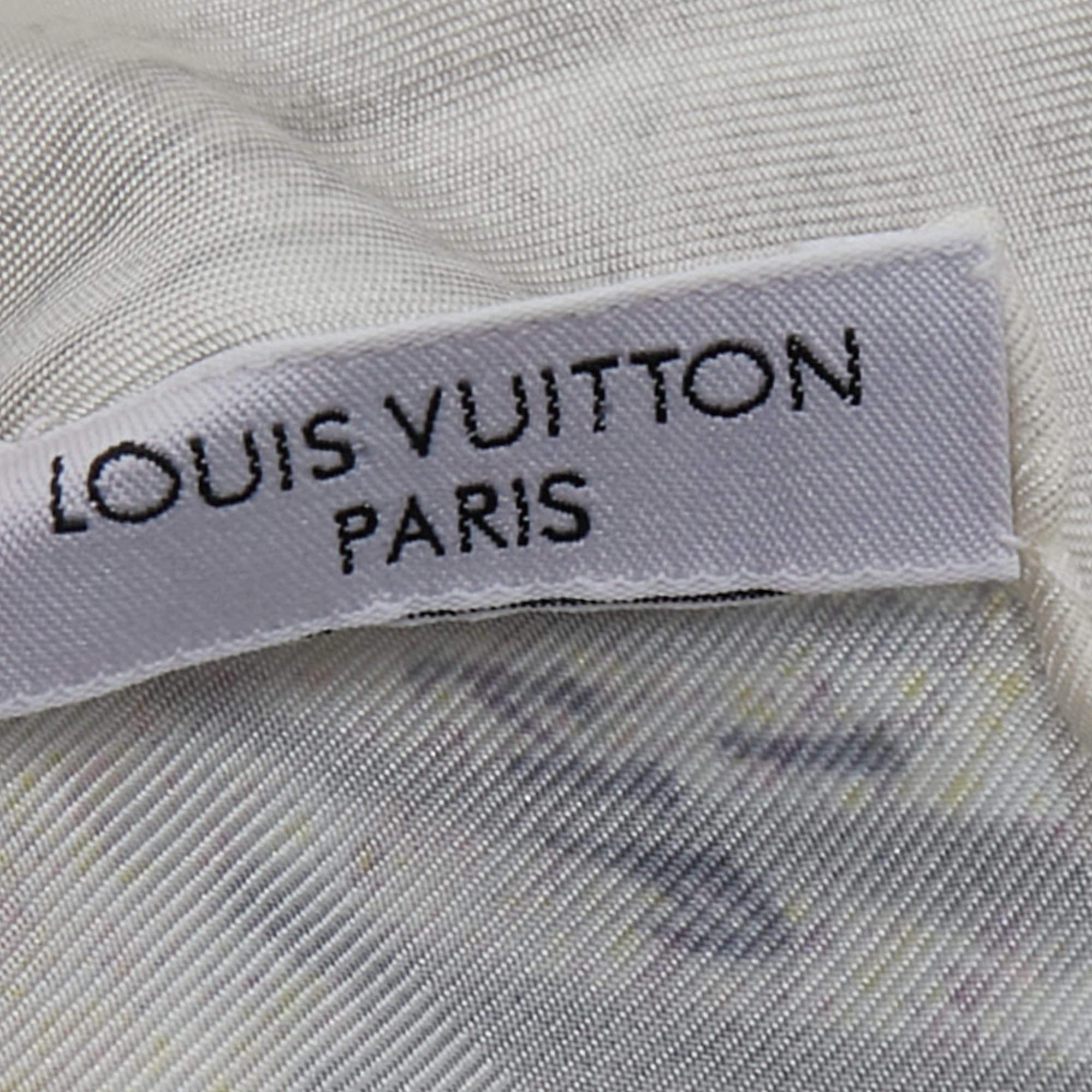 Women's Louis Vuitton White/Grey Motorcycle Graffiti Print Silk Scarf