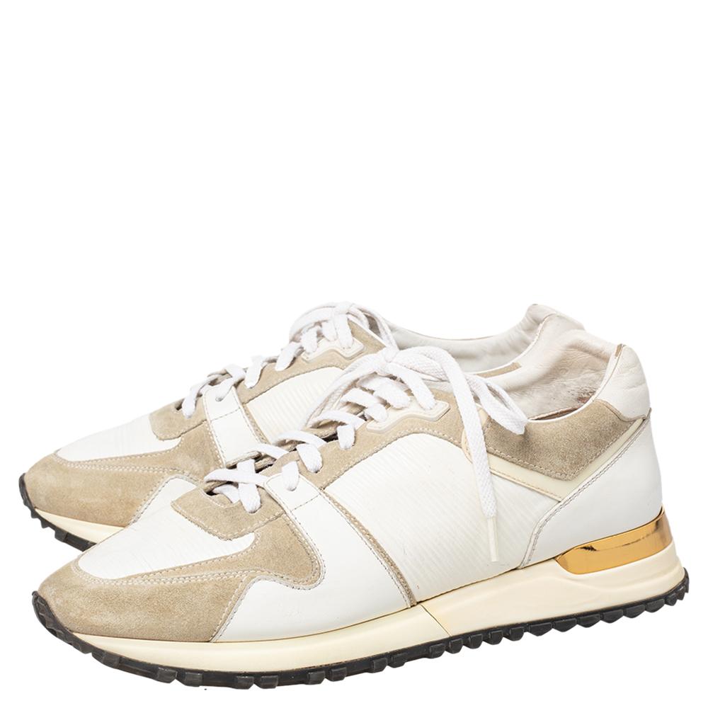 De las mujeres Louis Vuitton Blanco/Gris Gamuza y Piel Zapatillas Run Away Talla 37