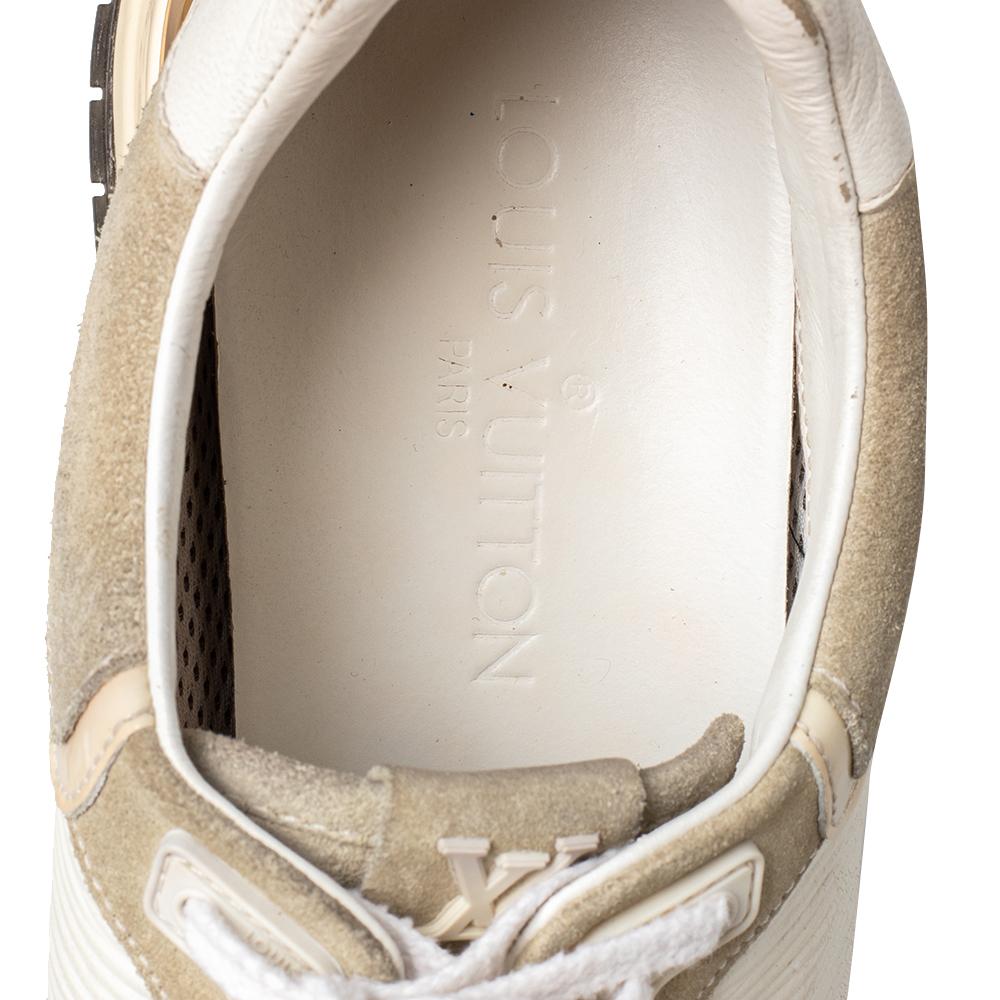 Beige Louis Vuitton White/Grey Suede And Leather Run Away Low Top Sneakers Size 37 For Sale