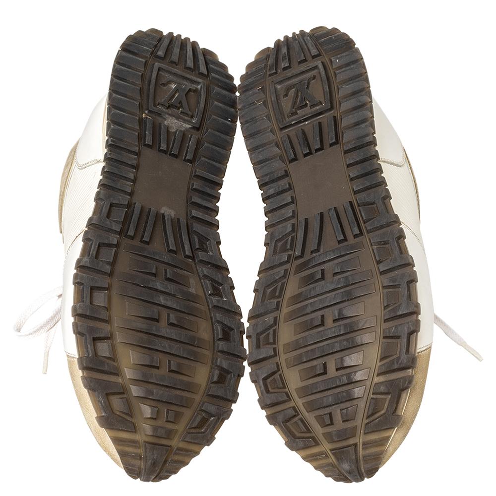 Louis Vuitton Blanco/Gris Gamuza y Piel Zapatillas Run Away Talla 37 2