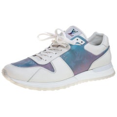 Louis Vuitton White Iridescent Leather And Rubber Run Away Sneakers Size 45