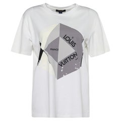 Louis Vuitton White Jersey Knit Logo Print T-Shirt L