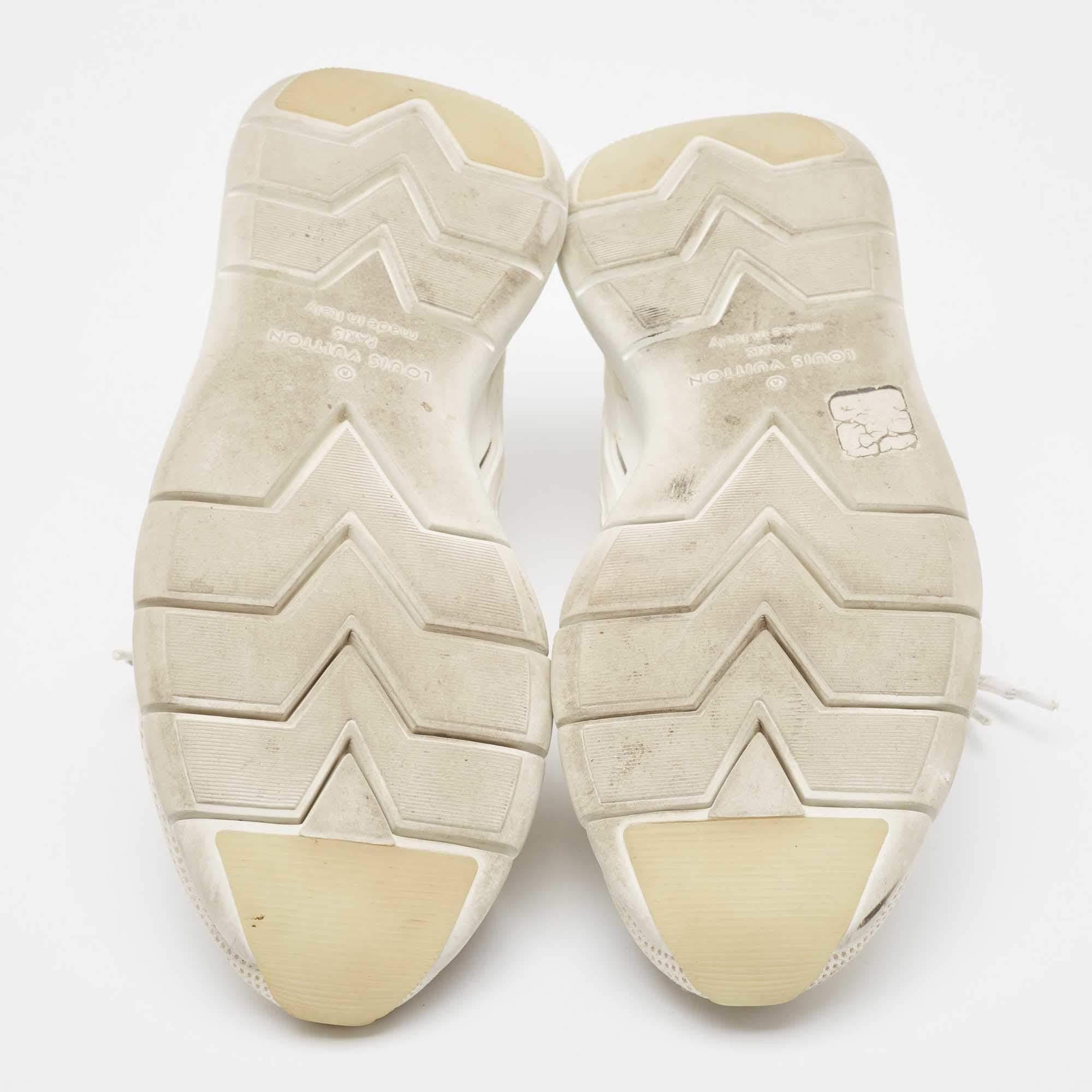 Louis Vuitton White Knit Fabric Fastlane Lace Up Sneakers Size 42 2