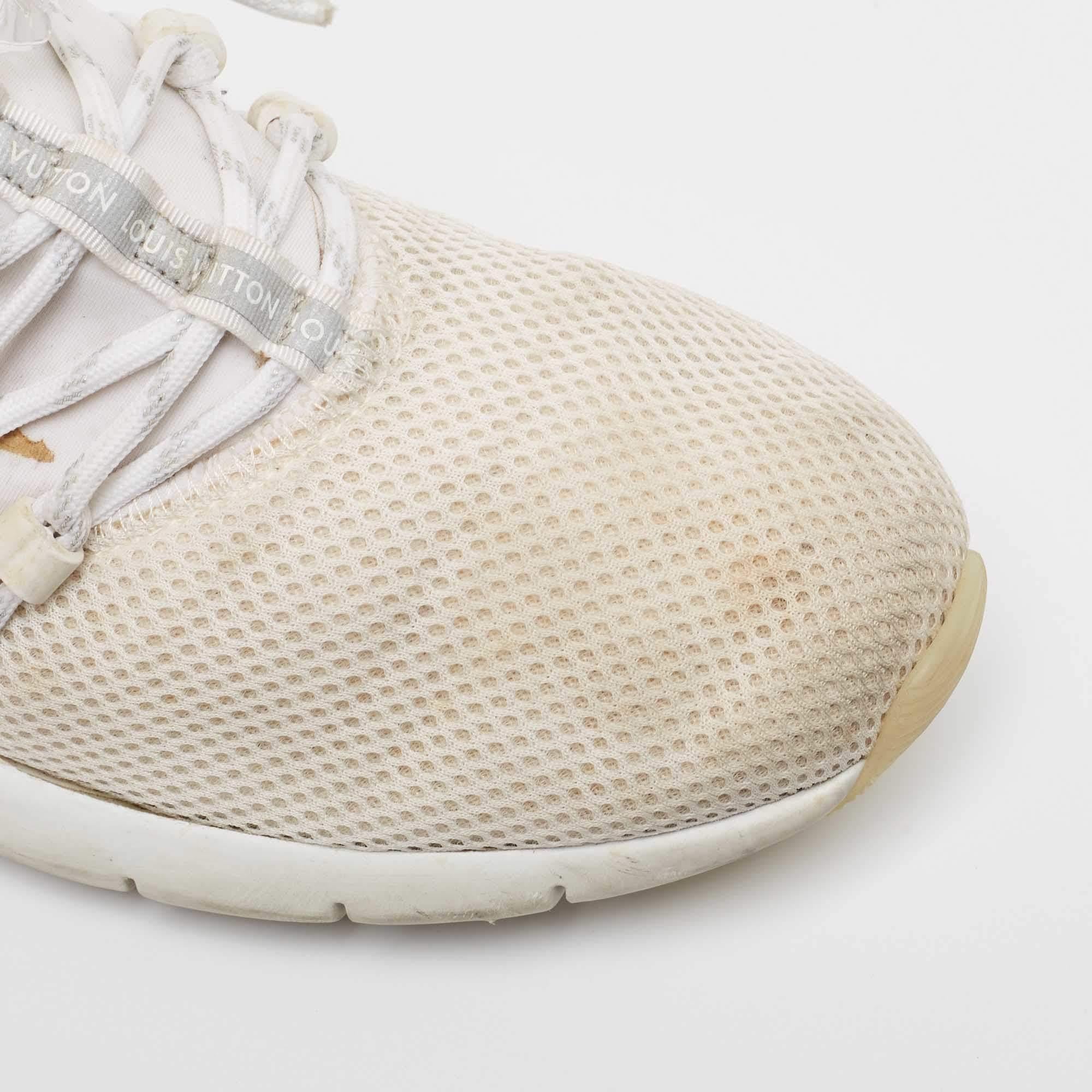 Louis Vuitton White Knit Fabric Fastlane Lace Up Sneakers Size 42 3