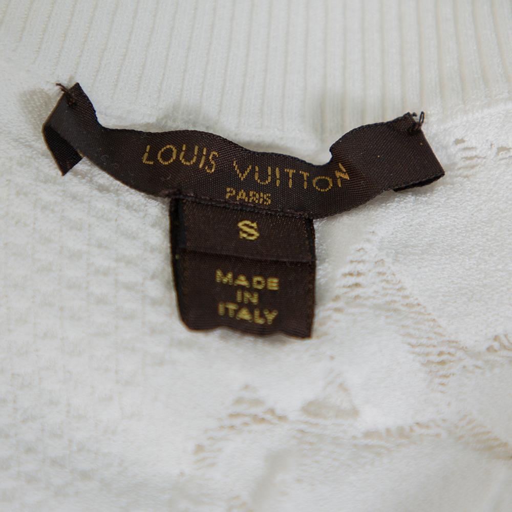 Louis Vuitton White Lace Knit Crewneck Top S 1