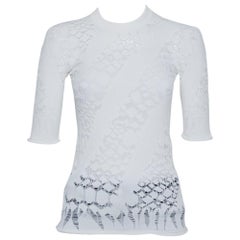 Louis Vuitton White Lace Knit Crewneck Top S