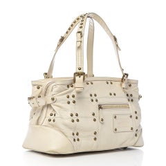 Louis Vuitton White Lambskin Riveting Cruise Collection Bowler Speedy Boston
