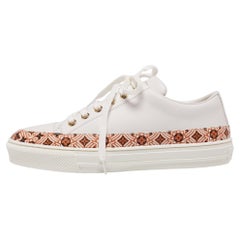 Louis Vuitton White Leather And Coated Canvas Stellar Low Top Sneakers Size 36.5