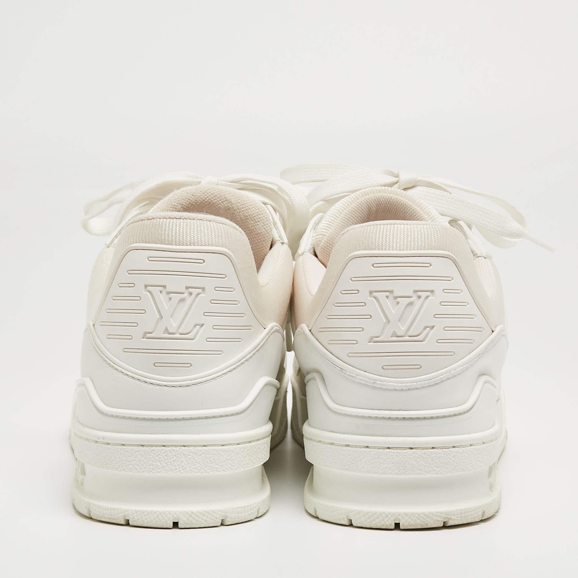 Louis Vuitton White Leather and Fabric LV Trainer Sneakers Size 41 2