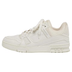 Louis Vuitton LV Trainer Turnschuhe aus weißem Leder und Stoff Größe 41