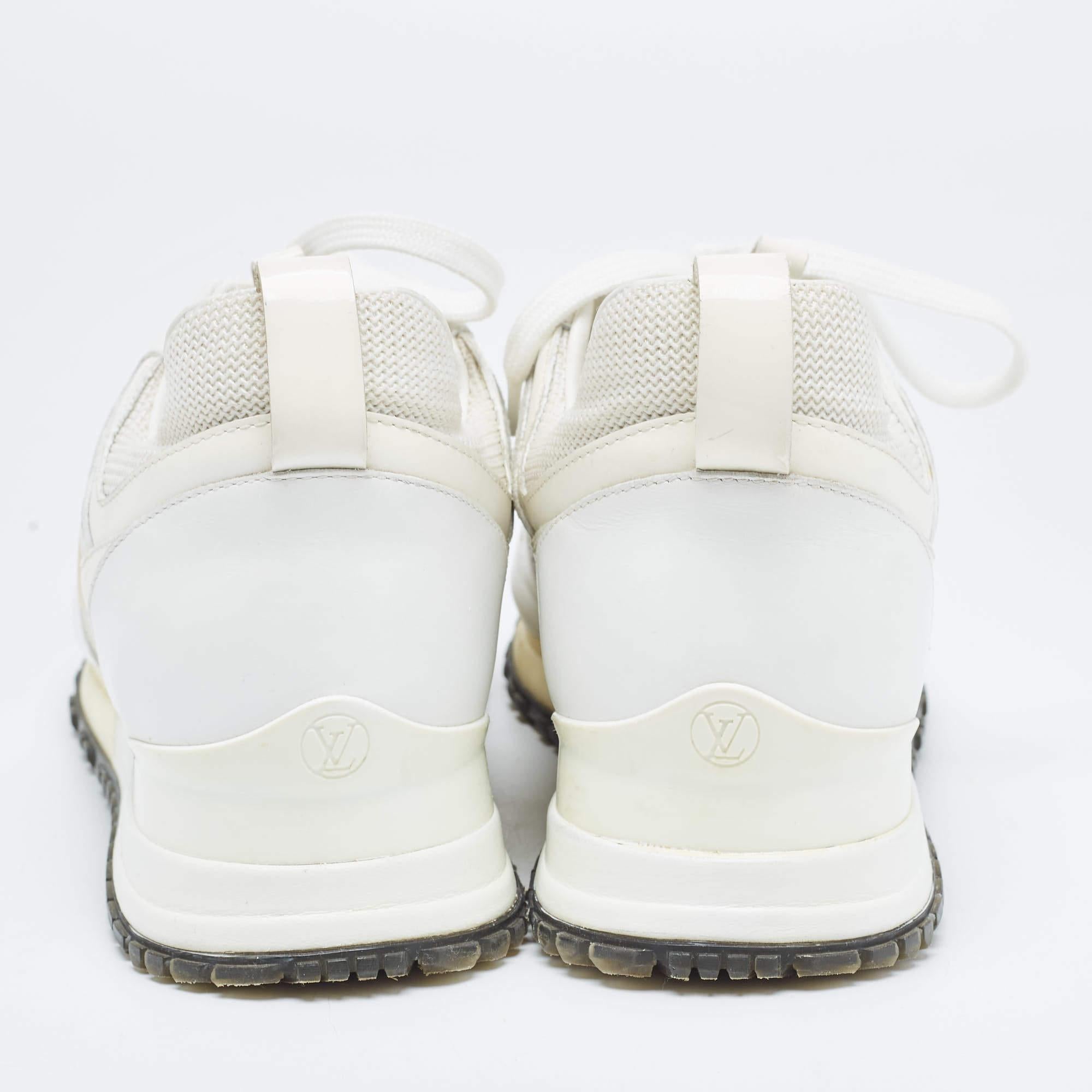 Women's Louis Vuitton White Leather and Mesh Run Away Sneakers Size 35