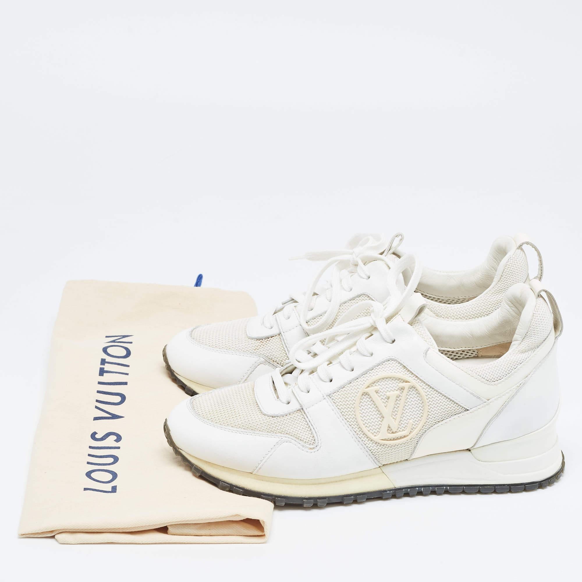 Louis Vuitton White Leather and Mesh Run Away Sneakers Size 35 3